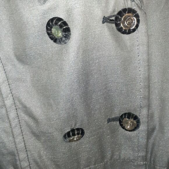 Feminine charcoal gray trench coat double breasted fits 3 4 small fall raincoat - Picture 14 of 15